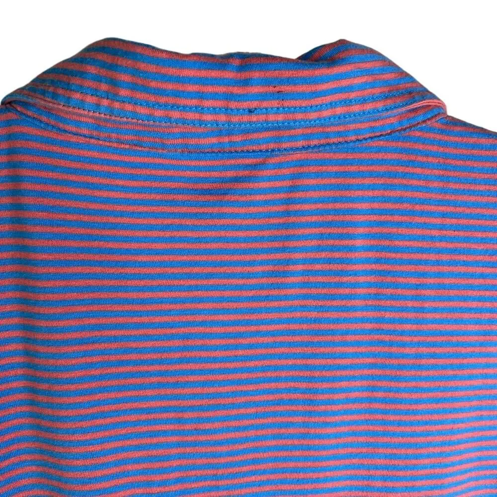 Johnnie-O Polo Shirt Boys 14 Blue Red Stripe Hangin' Out Short Slv Surfer‎ Logo
